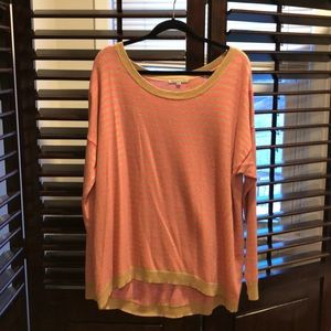 Gap Camel and Hot Pink Striped Sweater